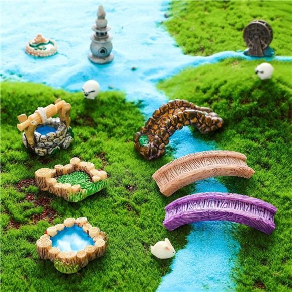 12 Pcs Fairy Garden Accessories Miniature Garden Bridge Figurine Mini Lighthouse - Picture 2 of 6